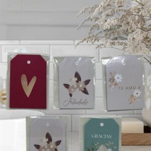 Tags flores y frases - pack x 5 unidades surtidas