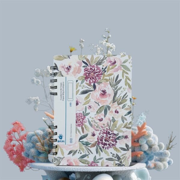Cuaderno Flores A5 Liso Tapa Flexible